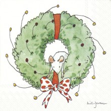 Коктейлни салфетки 20бр Mouse In Wreath