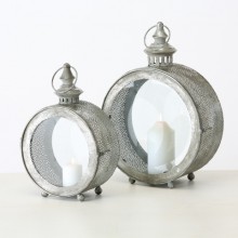Свещник/латерна 32см Pria сив