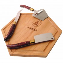 Кт дъска Acacia с 3 ножа за сирена Pakka Wood