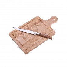 Кт дъска 38х21см Rubber Wood с нож за месо Pakka Wood