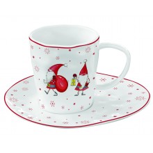 Чаша 250мл с чинийка Christmas Gnomes