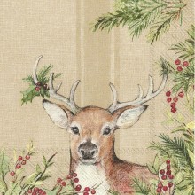 Салфетки 20бр Christmas Deer светло кафяви